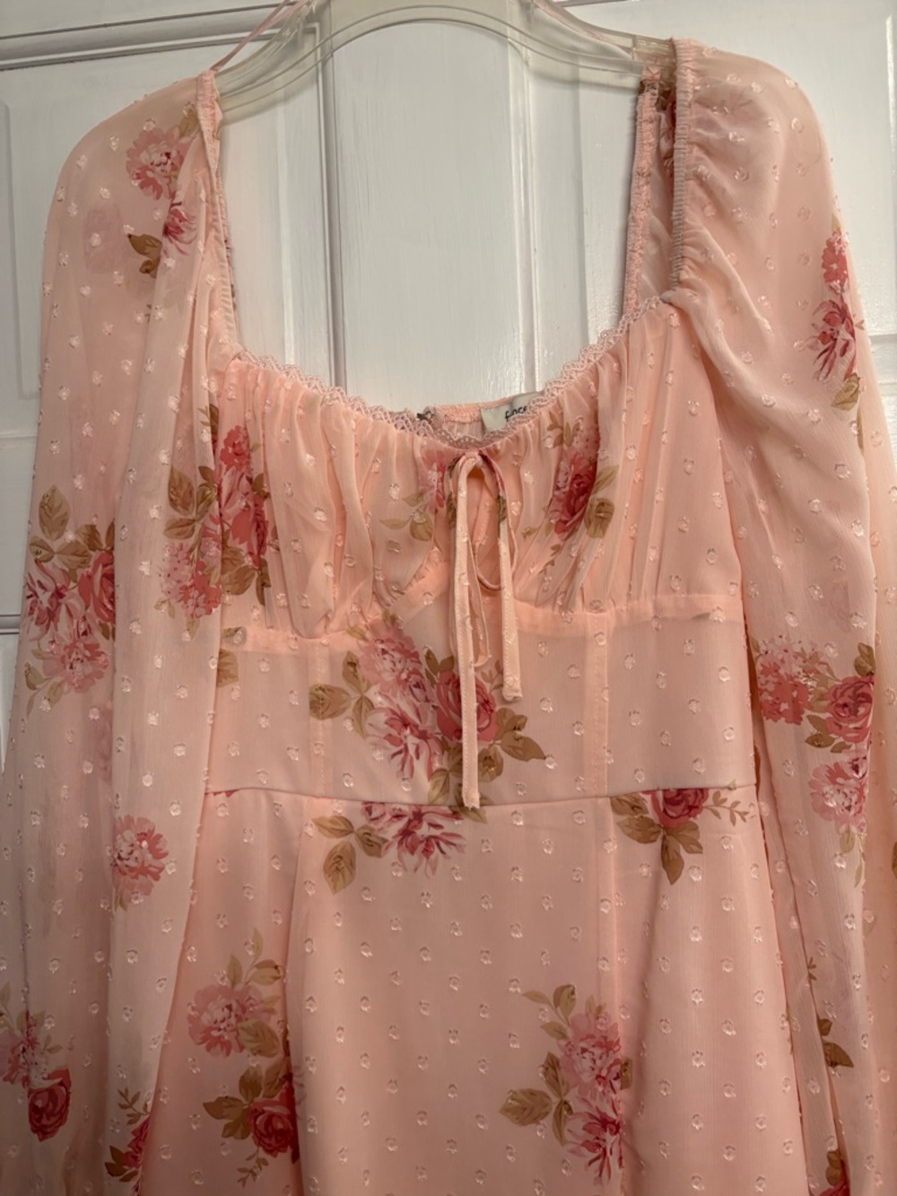 Francesca's Collections Pale Pink Sheer Floral Top - Picture 2 of 4